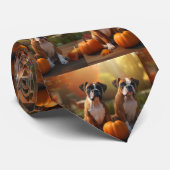 Boxer Puppy Herfst Delight Pompoen Stropdas (Opgerold)