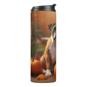 Boxer Puppy Herfst Delight Pompoen Thermosbeker (Gedraaid links)