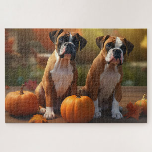 Boxer Puppy Herfst Plezier Pompoen Legpuzzel
