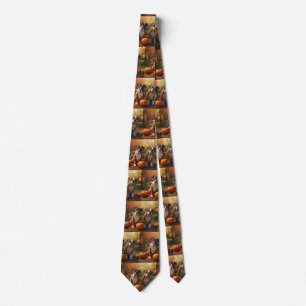 Boxer Puppy Herfst Plezier Pompoen  Stropdas