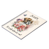 Boxer puppy in bloemen op maat notitieboek (Linkerzijde)