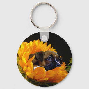 Boxer puppy in Sunflower sleutelhanger