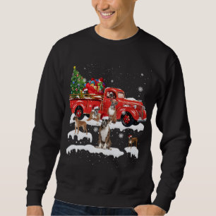 Boxer Riding Red Truck Merry Kersthond X-mas U Trui
