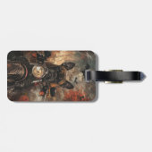 Boxer rijden motorfiets halloween eng bagagelabel (Achterkant horizontaal)