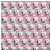 Boxer rose blanc chien artisanat tissu de coton (Échantillon)