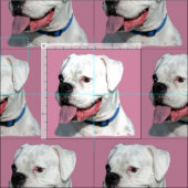 Boxer rose blanc chien artisanat tissu de coton (Carreau)