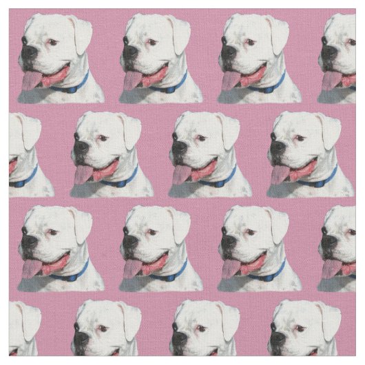 Boxer rose blanc chien artisanat tissu de coton (Fermer)