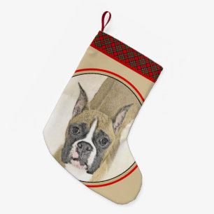 Boxer Schilderij - Mooie Originele Honden Kunst Kleine Kerstsok