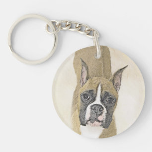 Boxer Schilderij - Mooie Originele Honden Kunst Sleutelhanger