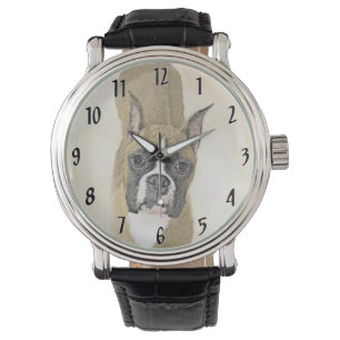 Boxer-schildering - Kute Original Dog Art Horloge