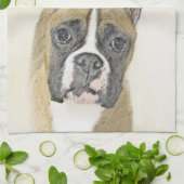 Boxer-schildering - Kute Original Dog Art Theedoek (Gevouwen)