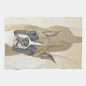 Boxer-schildering - Kute Original Dog Art Theedoek (Horizontaal)