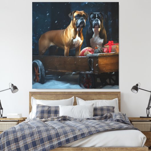 Boxer Sneeuwslee Kerstmisdecor Canvas Afdruk (Insitu (Slaapkamer))