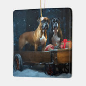 Boxer Sneeuwslee Kerstmisdecor Keramisch Ornament (Links)