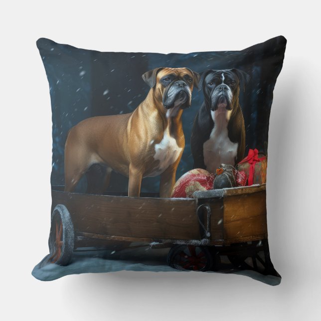 Boxer Sneeuwslee Kerstmisdecor Kussen (Voorkant)