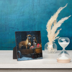 Boxer Sneeuwwagen Kerst Decoratie Fotoplaat