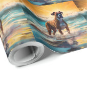 Boxer strand surfen schilderij cadeaupapier (Rol Hoek)