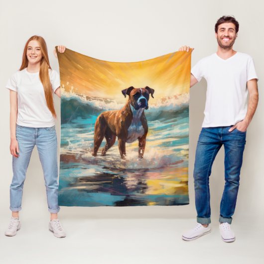 Boxer strand surfen schilderij fleece deken (In situ)