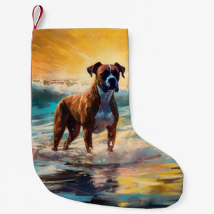 Boxer strand surfen schilderij kleine kerstsok