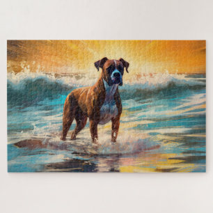 Boxer strand surfen schilderij legpuzzel