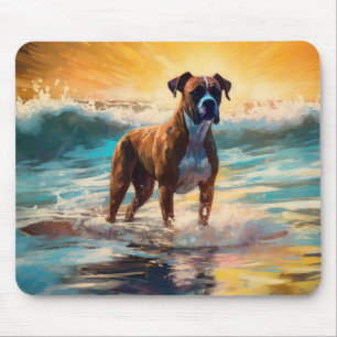 Boxer strand surfen schilderij muismat