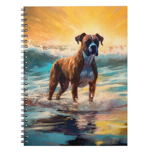 Boxer strand surfen schilderij notitieboek (Voorkant)