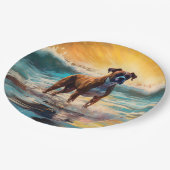 Boxer strand surfen schilderij papieren bordje (Gekanteld)