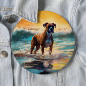 Boxer strand surfen schilderij ronde button 6,0 cm (In situ)