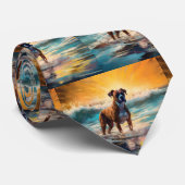 Boxer strand surfen schilderij stropdas (Opgerold)