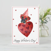 Boxer Valentijnsdag Gift Dog Feestdagenkaart (Staand voorkant)