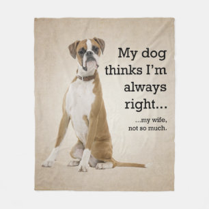 Boxer versus Wife Fleece Blanket