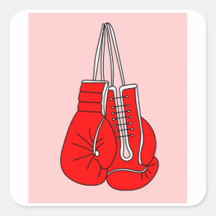 Boxer Vrouw Boxer Retro Boxing Vierkante Sticker