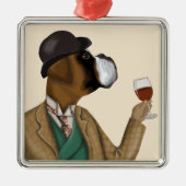 Boxer Wine Snob Metalen Ornament (Voorkant)