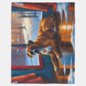 Boxer with Christmas Lights Holiday Fleece Deken (Voorkant)