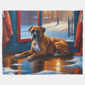Boxer with Christmas Lights Holiday Fleece Deken (Voorkant (Horizontaal))