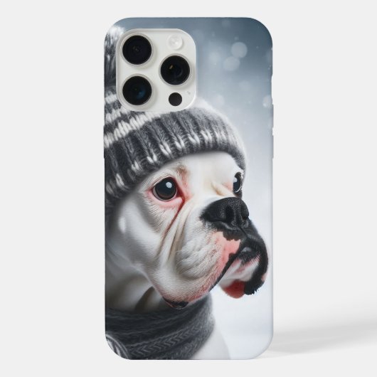 Boxerhond in de Winter iPhone Hoesje (Achterkant)