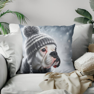 Boxerhond in de Winter Kussen