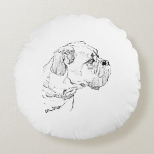 Boxerhond – Minimalistische Illustratie voor Honde Rond Kussen