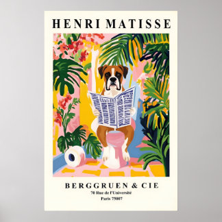 Boxerhond op Toilet Print Matisse Stijl Badkamer