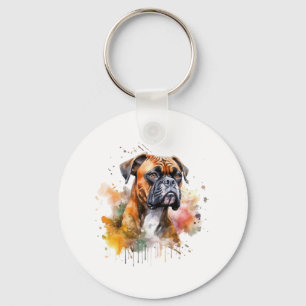 BoxerLove Waterverf Artwork - Loyal Canine Breed Sleutelhanger