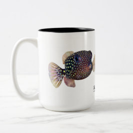 Boxfish koppel, ostracion meleagris tweekleurige koffiemok