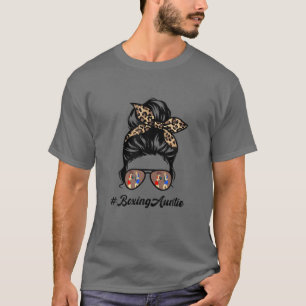 Boxing Auntie Messy Hair Bun Leopard Women Moeder T-shirt