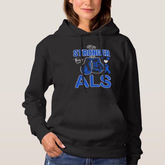 Boxing Boxer Stronger Than ALS Awareness Hoodie (Voorkant)