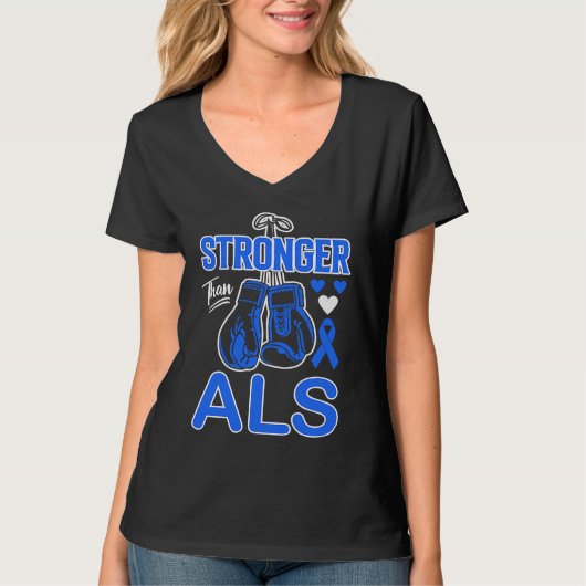 Boxing Boxer Stronger Than ALS Awareness T-shirt (Voorkant)