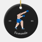 Boxing Boy man Boxing Name & Year Dated Keramisch Ornament (Achterkant)