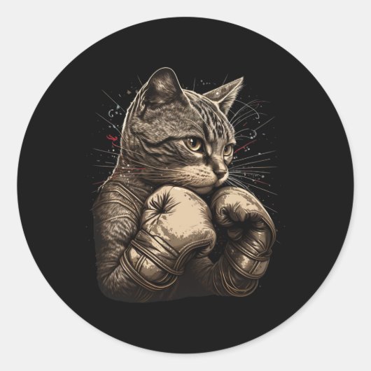 Boxing Cat Boxer Funny Cat Graphic Voor Mannen Vro Ronde Sticker (Voorkant)