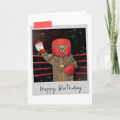 Boxing Cat Funny Birthday Card Kaart (Voorkant)