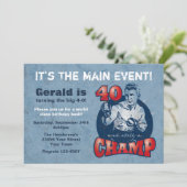 Boxing Champ 40th Birthday Party Invitation Kaart (Staand voorkant)