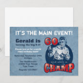 Boxing Champ 60th Birthday Party Invitation Kaart (Voorkant / Achterkant)