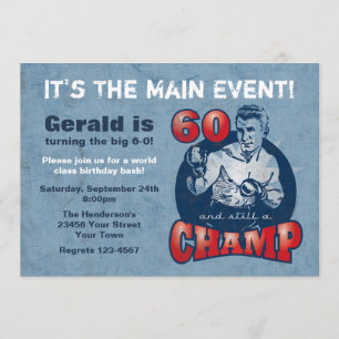 Boxing Champ 60th Birthday Party Invitation Kaart
